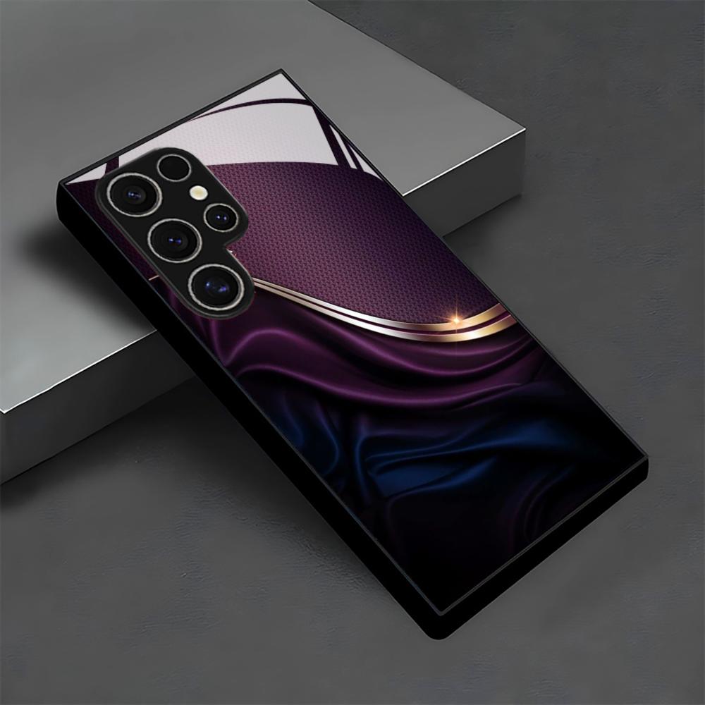 Фиолетовые полоски стеклянный чехол для телефона для Samsung Galaxy S26 S25 S24 S22 S23 Ultra S21 S20 Plus 5G Матовый Нескользящий Полное покрытие