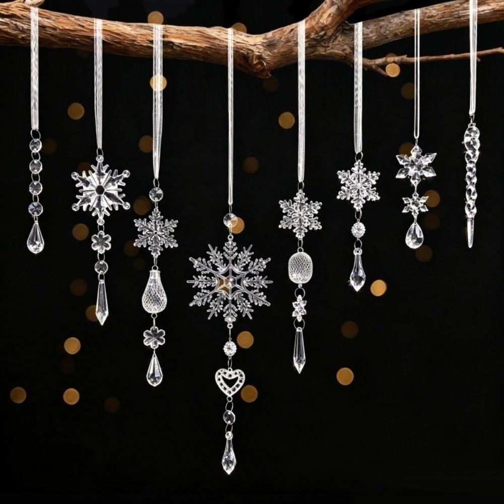 21pcs Acrylic Hanging Christmas Ornaments Transparent Christmas Decorations Holiday Home Decor