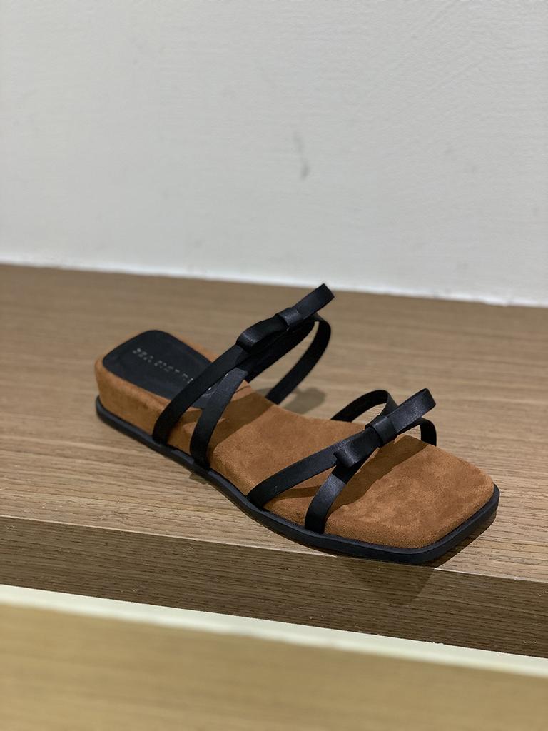 Soft Leather Version~ Temperament Wedge Heel French Thin Belt Cool Slippers Women's 2025 New Summer Bow Roman Sandals