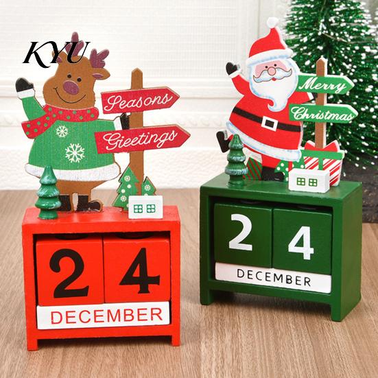 Creative Christmas Decoration Countdown Blocks, Days Until Wooden Desk Ornament, Cute Advent Calendar for Kids Santa Snowman Reindeer Mantel