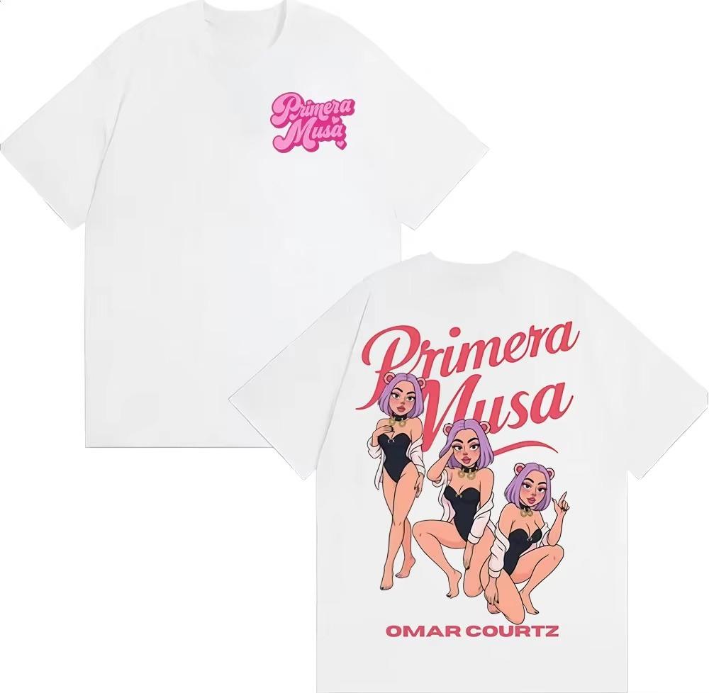 Omar Courtz Primera Musa World Tour 2026 Graphic Tshirt Retro Hiphop Summer Print Pure Cotton Casual Shortsleeved top
