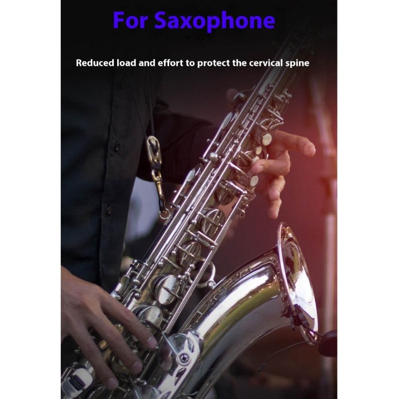 Comfortable Adjustable Saxophone Shoulder Strap Leather Support PU Texture for Clarinet Electric Wind Instruments