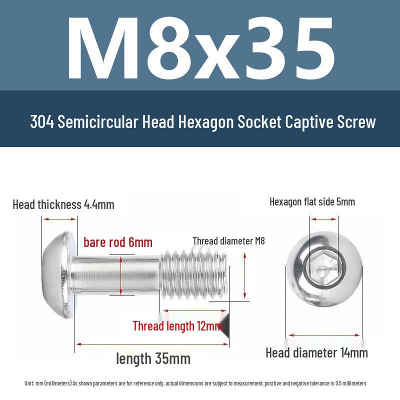 Yigu 304 Stainless Steel Anti-Loosening Hex Socket Captive Screws - M2/M3