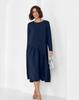 Dark Blue Dress with Asymmetrical Flounce ISSA PLUS