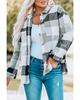Color Block Plaid Buttoned Jacket with Pocket