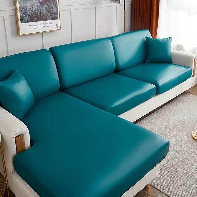 PU Leather Sofa Seat Cushion Covers Waterproof Anti-dirty Slipcover Seat Protector Corner L-shaped Sofa Cover 1/2/3/4 Seater