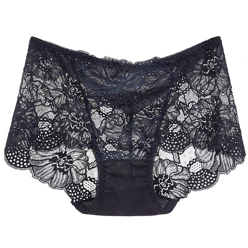 Women Plus Size Lace Panties Sexy High Waist Pants Seamless Butt Lifter Lingerie Female Flowers Mesh Breathable Briefs