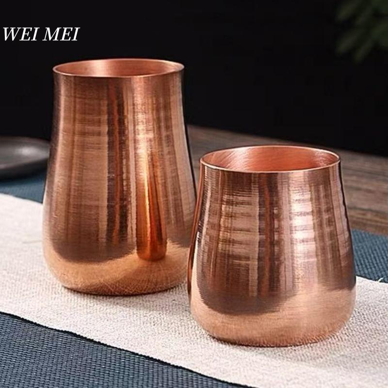 Винтажная кружка для кофе из чистой меди, Утолщенная уличная чашка для сока и завтрака 300 мл, Ручная работа, Домашняя кружка для чая, Посуда