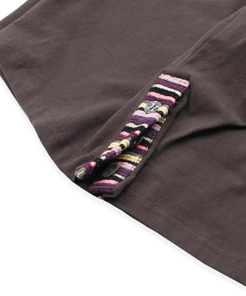 RuNaKi'Hu' Wxt085 Onco Stripe Applique T-Shirt (Brown)