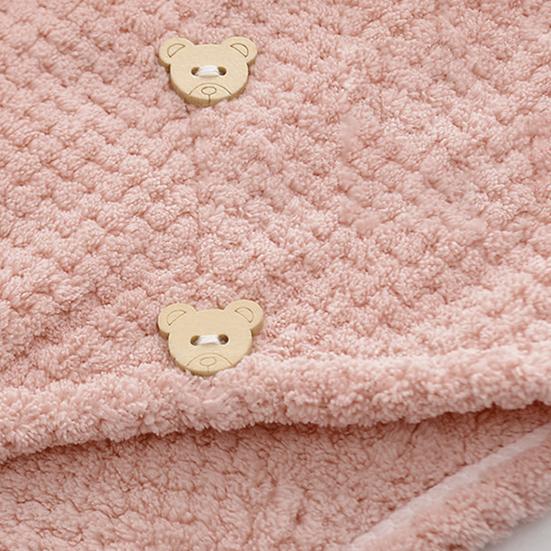 Полотенце для сушки волос Yousheng, супер впитывающее, быстросохнущее, коралловое флисовое, с мультяшным медведем, на пуговицах, женское, вьющиеся, длинные, густые, влажные волосы, полотенце для волос из микрофибры, шапка
