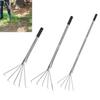 Handheld Weeding Rake Stainless Steel Hand Rake with 5 Teeth Heavy Duty Gardening Rake for Cultivating Loosening Soil Spreading Mulch
