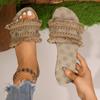 Богемные плоские шлепанцы с открытым носком, крутые, женские, летняя мода, уличная обувь, женские шлепанцы с бахромой, большой размер, женская обувь, партия