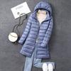 Lightweight Thin Down Jacket for Women, Mid-length, Autumn and Winter Slim Fit, Hooded Large Size Coat, Detachable Hood