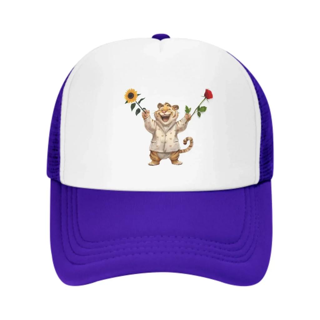 Happy Tiger Baseball Caps Fashion Trucker Hat Unisex Mesh Caps for Women Unisex Outdoor Leisure Travel Neutral Sun Hat