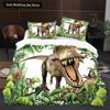 Cartoon Dinosaur Duvet Cover King Queen Size Jurassic World Theme Bedding Set for Kids Boys Ancient Animal Polyester Quilt Cover