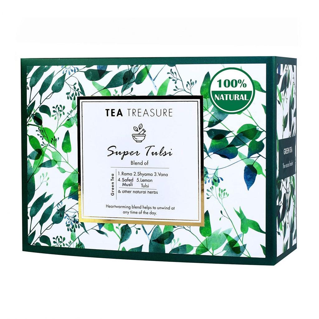 Зеленый чай с Тулси (18 пак, 2 г), Super Tulsi Green Tea,  Tea Treasure