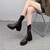 Fashion Fur Women's Boots Comfortable Platform Shoes Fashion Womens Ankle Boots Thick Heels Female Pumps High Quality Women Shoes Botas