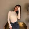 Knitted Base Sweater for Autumn and Winter Women New Slim Fit Long Sleeved Solid Color Sweater, Slimming and Stylish Semi High Neck Top