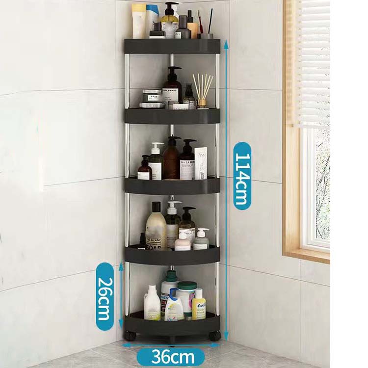 3/4/5-слойная кухонная полка для хранения, треугольная подвижная пластиковая полка для ванной комнаты, компактный органайзер на колесах