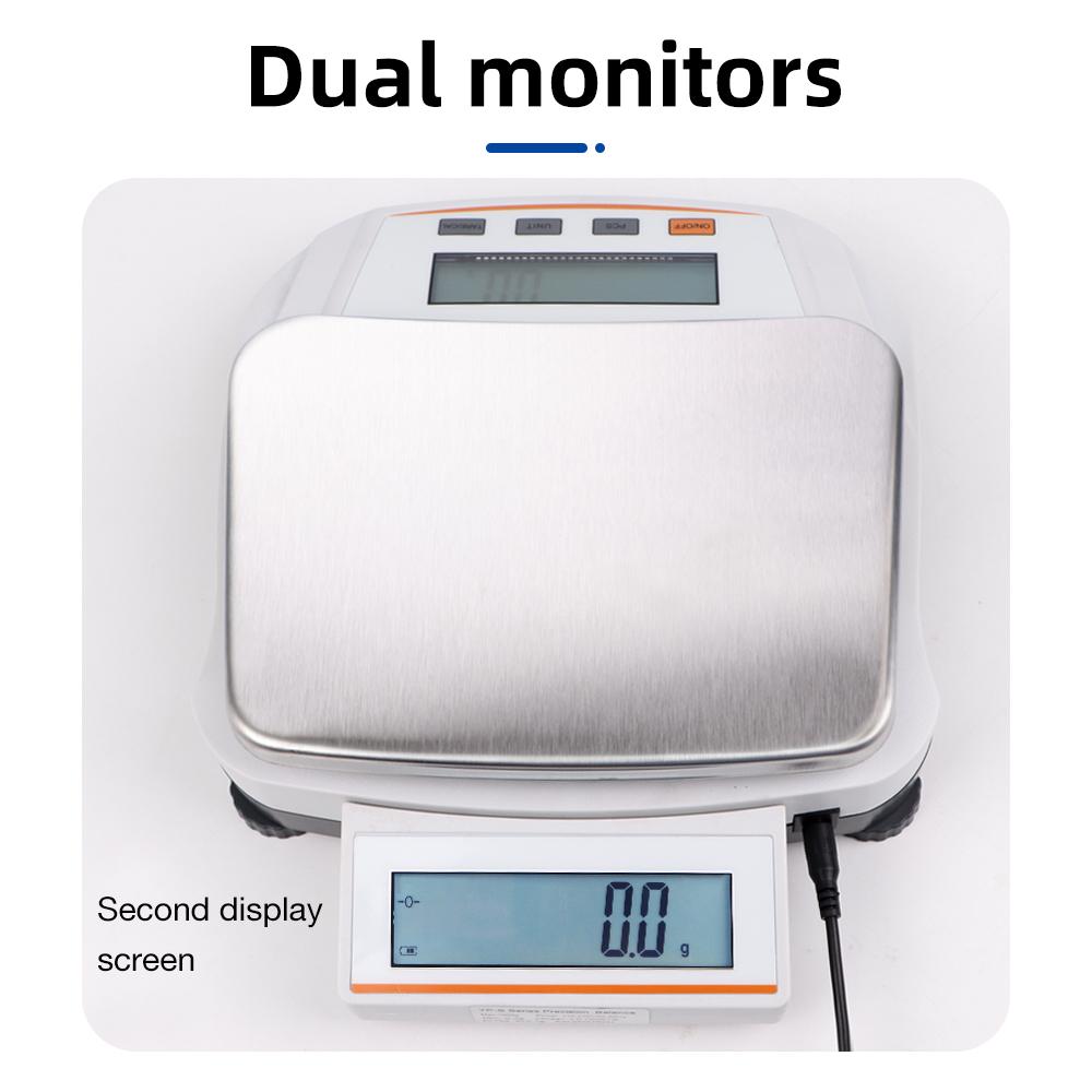 Dual Display LCD Jewelry Laboratory Electronic Balance Scale 0.1g 1kg/3kg/5kg With RS232 Interface AC 220-240V EU Plug