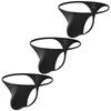 Arjen Kroos Underwear 3D Solid AK2111 Size L Men's 3-Piece T-Back Set, G-String, Breathable, Color, K3-Black, (3 Pieces)