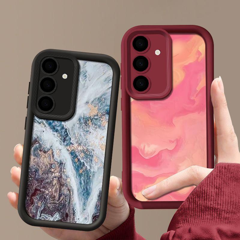 Ударопрочный чехол с рисунком морской волны для Samsung S24 FE S23 Ultra S22 S21 A16 A55 A15 A35 A54 A25 A34 A14 TPU защита линз мягкий матовый чехол для телефона