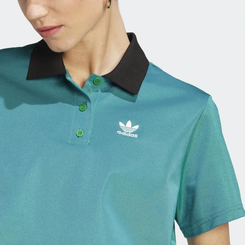 adidas Originals Adicolor 70s Retro Series Пуловер с логотипом и принтом поло с короткими рукавами Женские топы Зеленый IK7851