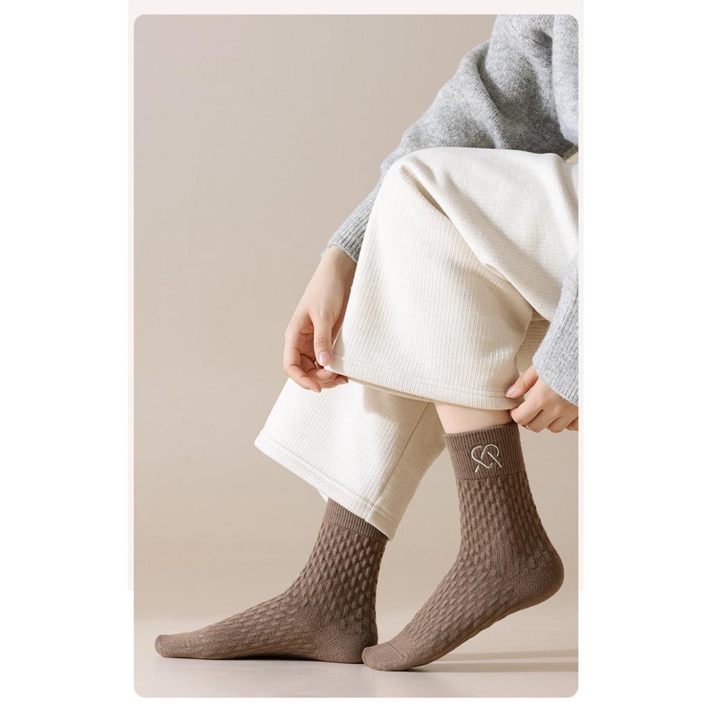 10-1 Women's Warm Winter Socks - Anti Freeze Breathable Soft Beige and Black, Seamless Women's Long Socks, Women's Medium Socks, Christmas Day Socks