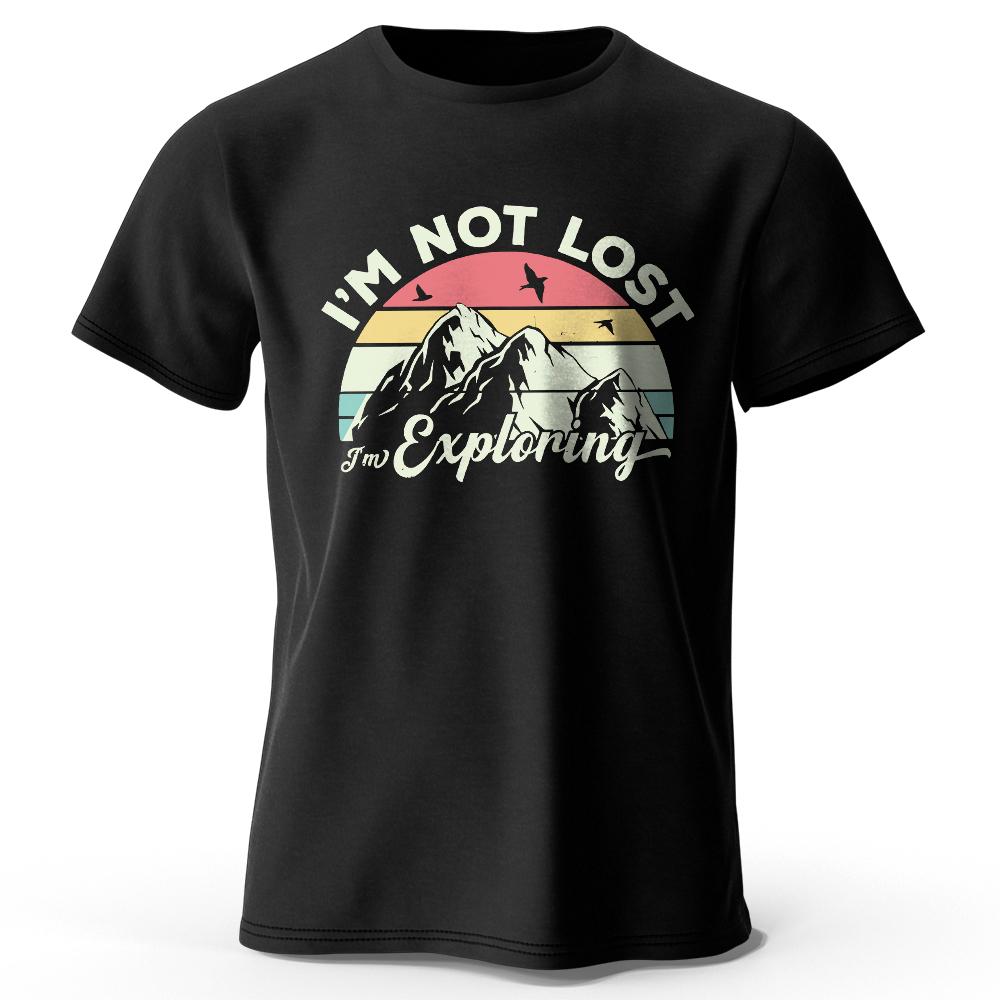 Men's I Am Not Lost Printed T-Shirt Oversized Slogan Graphic Tees for Women Summer Tops Urban Streetwear