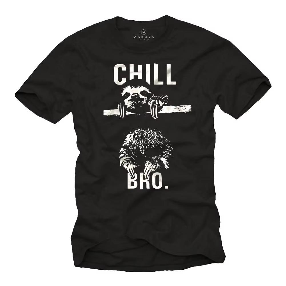 Крутая футболка Makaya Swag с ленивцем Chill Bro Унисекс Футболка Женская Модная Футболка Милые Топы