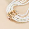 Multi-layer Imitation Pearl Necklace with Glass Diamond Flower - European & American Style Jewelry