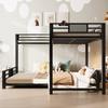 L-shaped Metal Bunk Bed 90x200 over 140x200, Black
