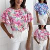 New European & American Summer Fashion Print Ruffle Sleeve Top