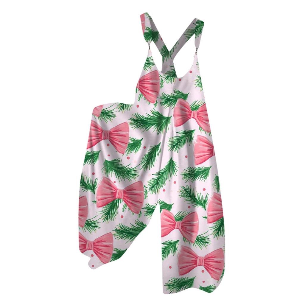 Женский летний комбинезон с рождественским принтом в винтажном стиле (Нерегулируемые ремни)
