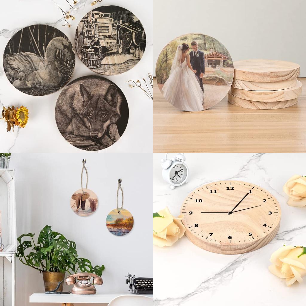 Yangbaga Set of 5 15cm Wood Slices, Unfinished Wood Chips, Round Coasters, DIY Doodles, Wood Pieces, Decorative Wooden Cards, Natural Wood Pendants,