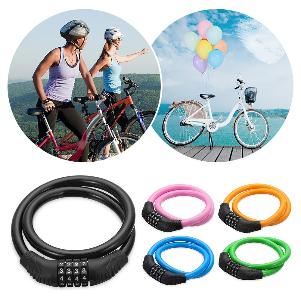 Bike Accessories Cable Chain Resettable 4 Digit Password Bike Lock Padlock Combination Number