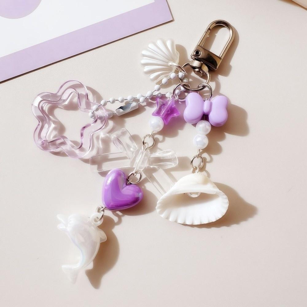Fish-Shaped Ocean Series Keychain Multi-Charm Bag Charm New Starfish Key Ring Women