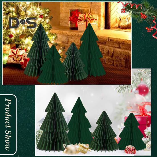 3D Paper Christmas Tree Reusable Tabletop Decor Honeycomb Tree Easy Assembly Mini Xmas Tree for Festive Party Table Centerpiece