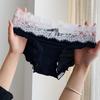 French Lace Satin Mid-Low Waist Triangle Panties with Cotton Crotch for Women