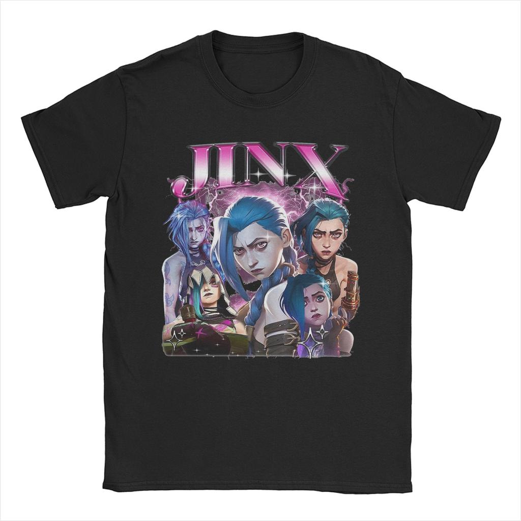Мужская футболка Jinx Arcane Game 100% Хлопок Одежда Винтажная Короткий рукав Круглый вырез Летняя футболка