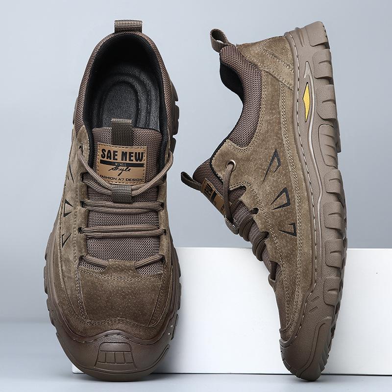 Men's shoes genuine leather autumn men's casual wear-resistant mountaineering shoes outdoor platform non-slip hiking shoes men