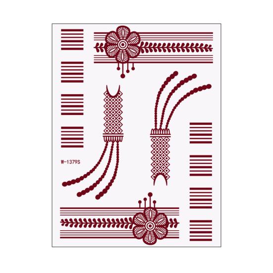 Red Henna Tattoo Kit, Waterproof Henna Tattoos Stickers, Temporary Tattoo Stickers for Women Wedding Party Festival Decorations