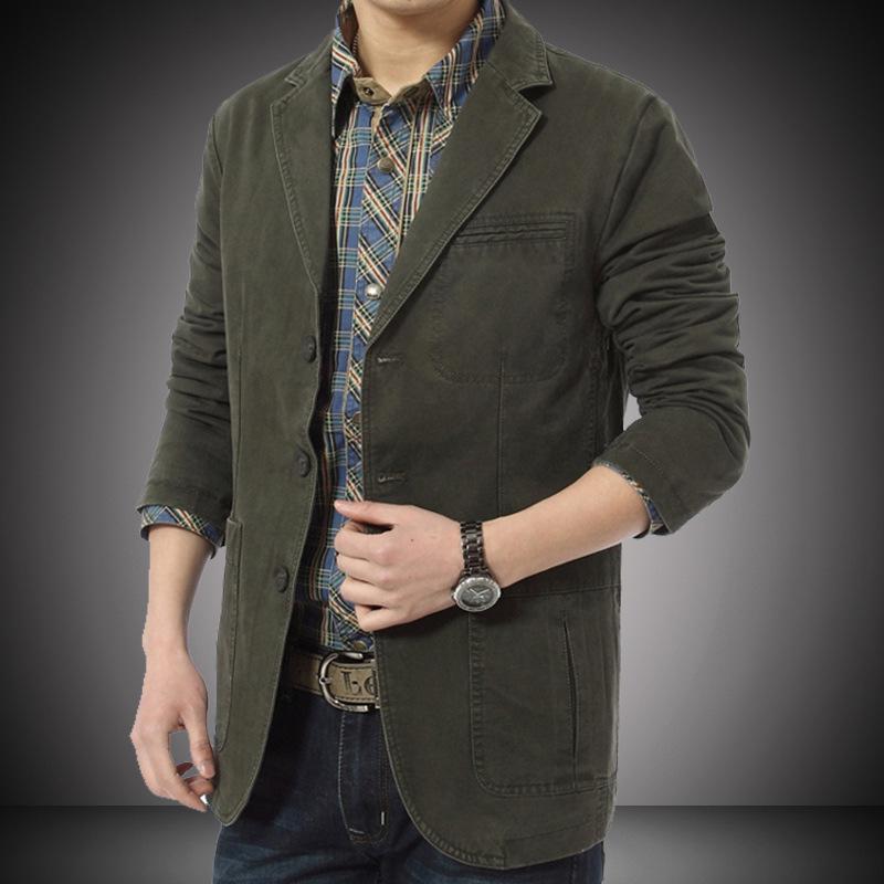 Spring and Autumn Men's Suit Cotton Casual Suit Large Size Small Blazer Tooling Jacket Thin