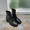 Современные ботинки на квадратном каблуке, женские туфли на среднем каблуке с застежкой-молнией, распродажа, новые лаконичные женские ботинки с круглым носком на весну/осень