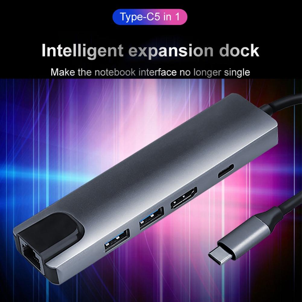 Type-c Hub USB-C To HDMI USB3.0 LAN Ethernet Docking Station Multi-Function USB C Hub Adapter PD Fast Charging For Macbook