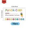 50 Adorable Punch Cards ‘Loyalty Reward Cards’, 3.6X2 Inch Teacher, Behaviour Reward Cards, Small Cards, Incentive Punch Cards