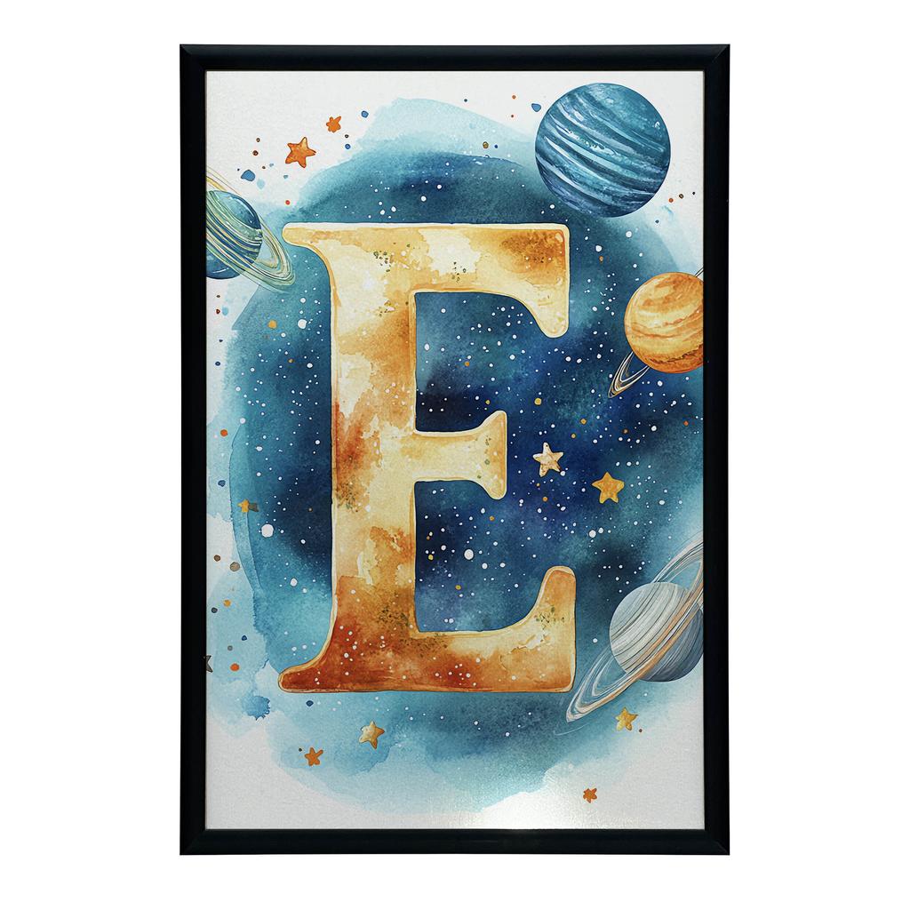 Kosmiczna Litera E - Plakat Dekoracyjny Do Pokoju Dziecięcego Kosmiczna Litera E - Plakat Dekoracyjny Do Pokoju Dziecięcego, 30X40 Cm, Rama Aluminiowa