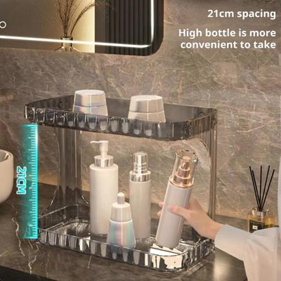 Двухслойная стойка для хранения косметики, органайзер для столешницы в ванной, большая вместимость, поднос для духов, полка для хранения косметики