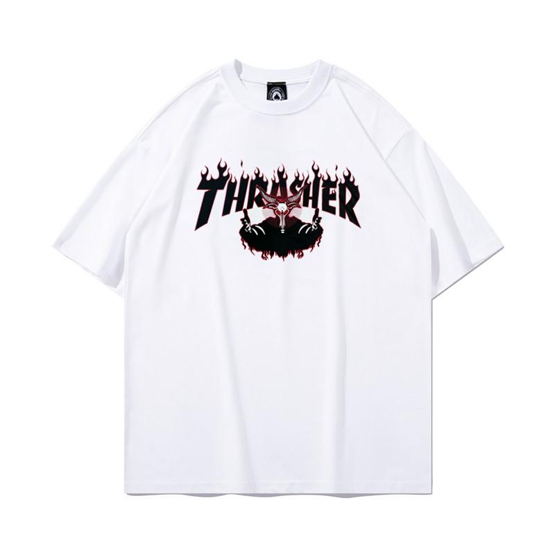 Летняя футболка Thrasher Skateboard Magazine с принтом букв 2026 Мужская Женская Оверсайз Хлопковая С коротким рукавом Повседневная Уличная Футболка Топ