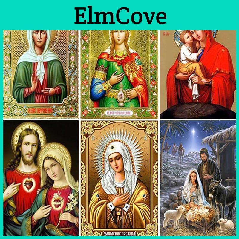 Maria Diy Painting Diamond Diamond Embroidery Religion Cross Stitch Rhinestone Full Round Drill Resin Art Home Decor Gift